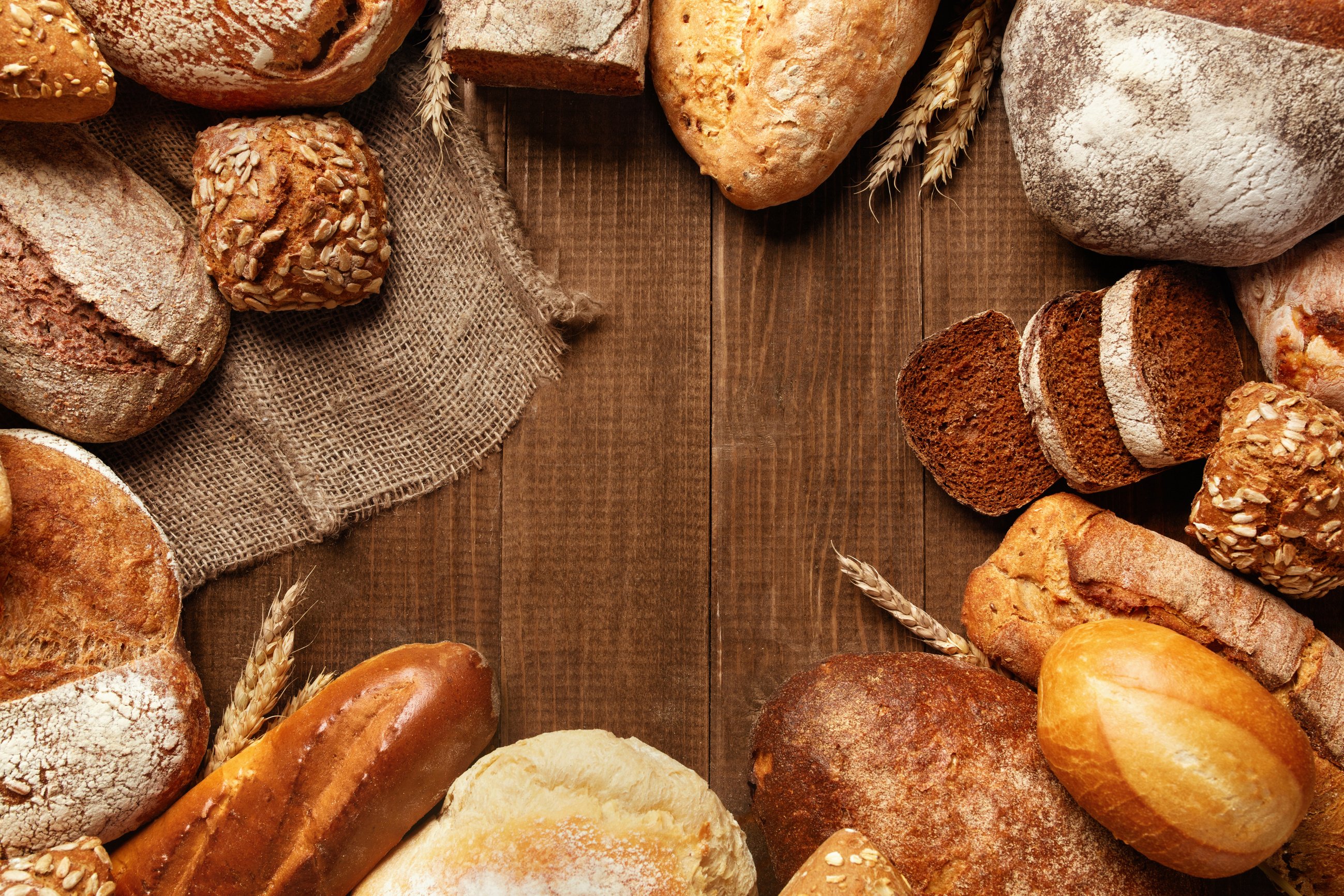 Bakery. Bread On Wood Background